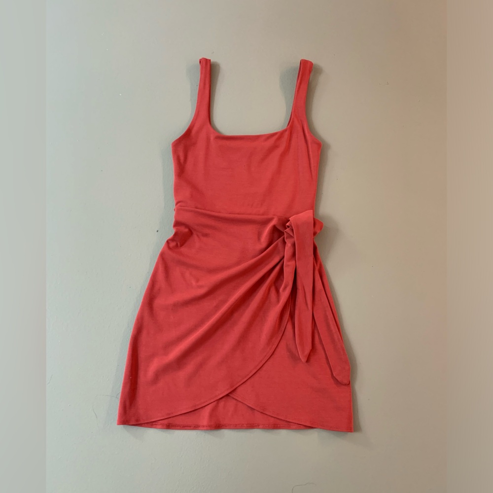 Orange tank top dress with tie up side